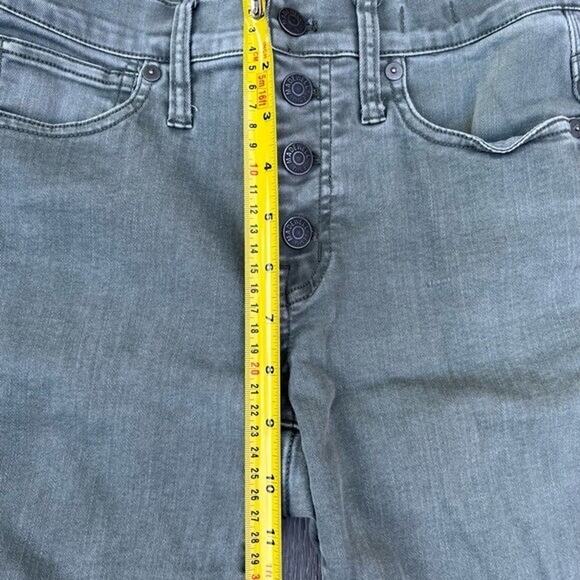 Madewell Skinny Jeans hi rise 9” size 25 green button cotton blend A000326 - Picture 3 of 11